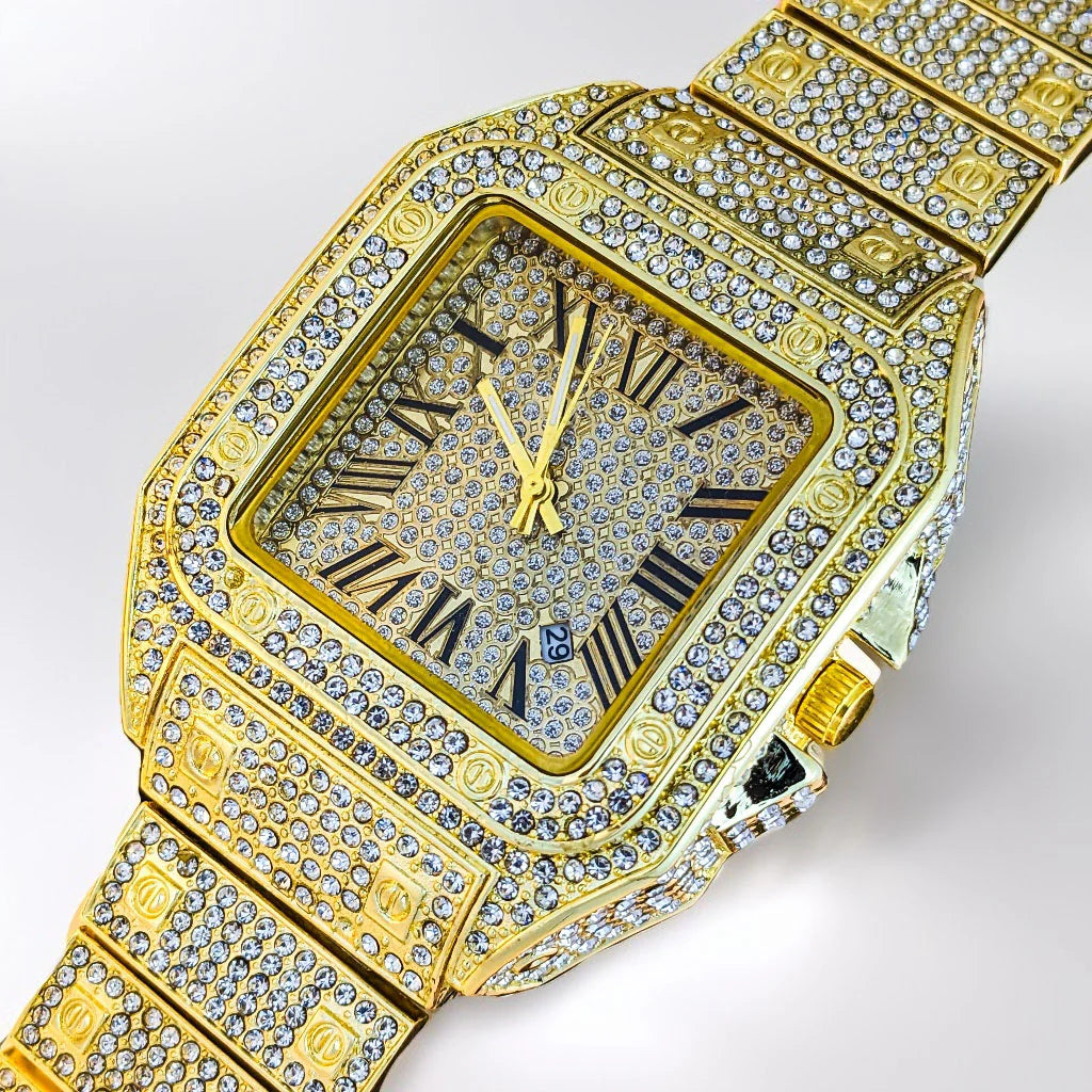 Cartier iced stone- watch for men