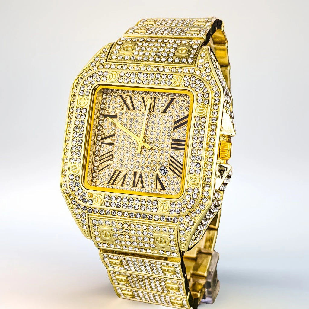 Cartier iced stone- watch for men