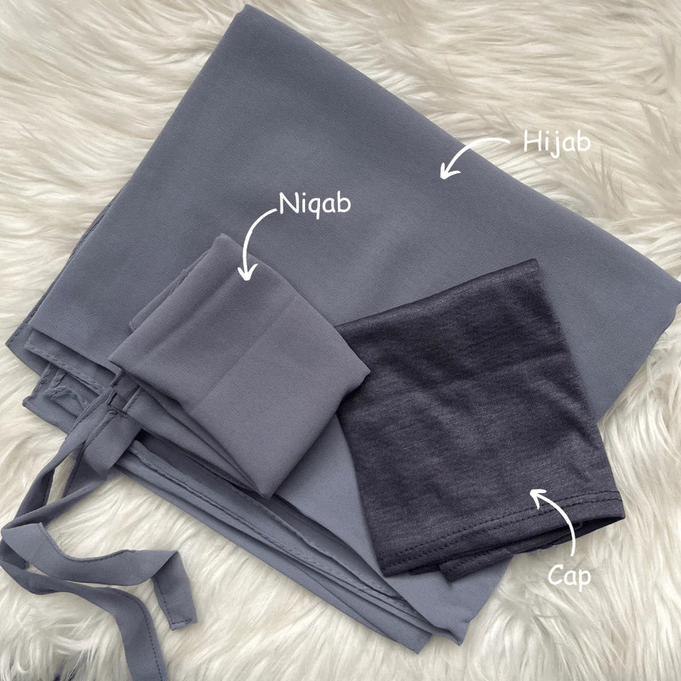 Hijab Niqab & Cap Set - Chrome Chic