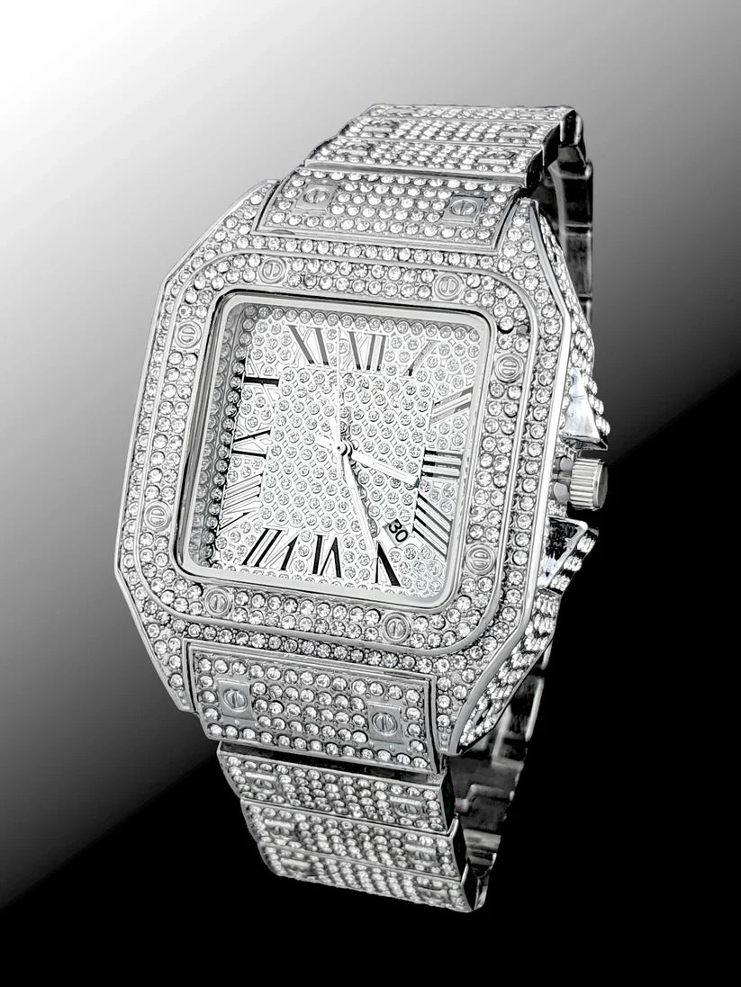 Cartier iced stone- watch for men